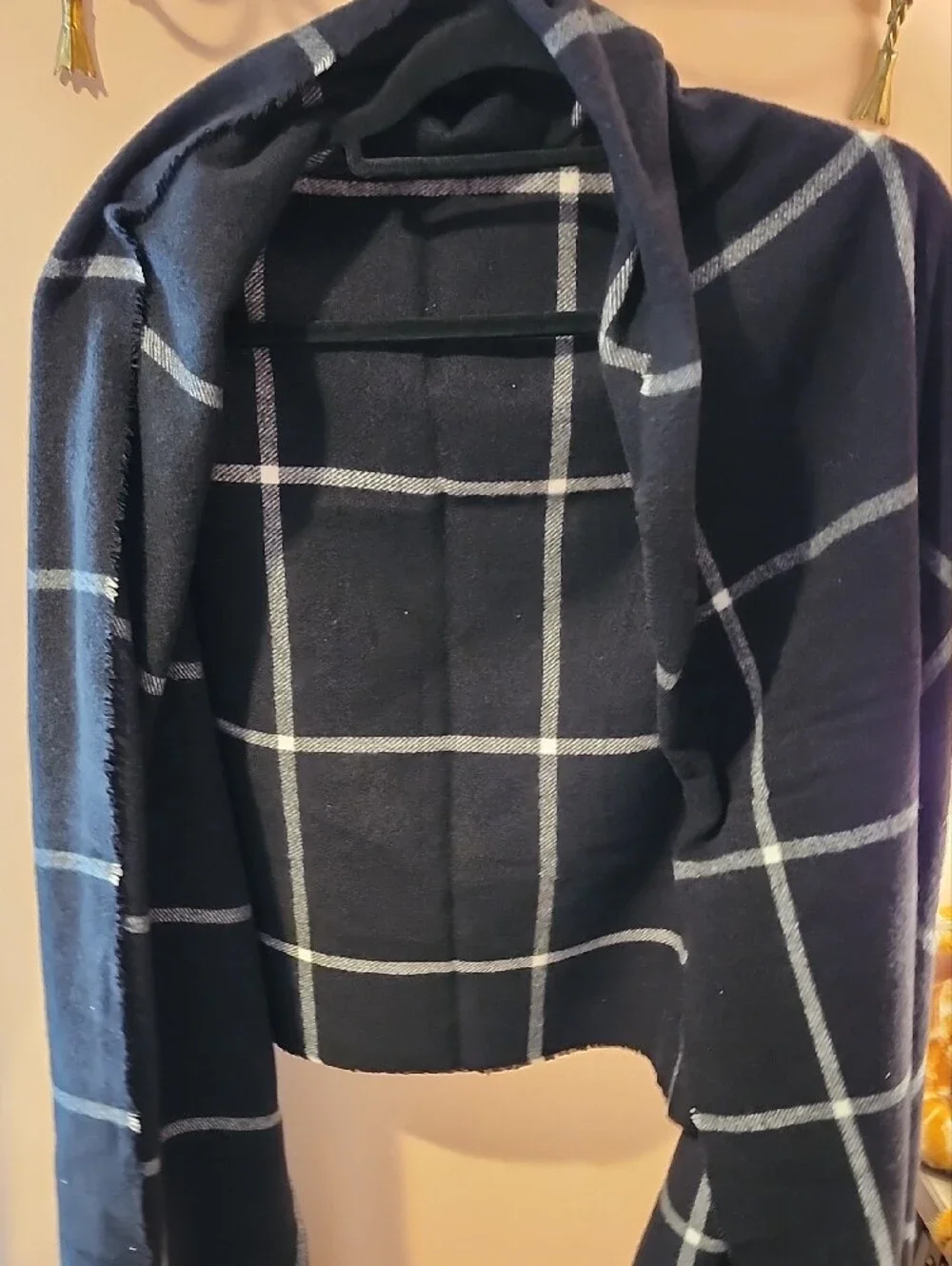 Plaid Poncho Scarf / Blanket Scarf